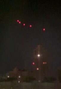 Nightscape showing drones in the sky