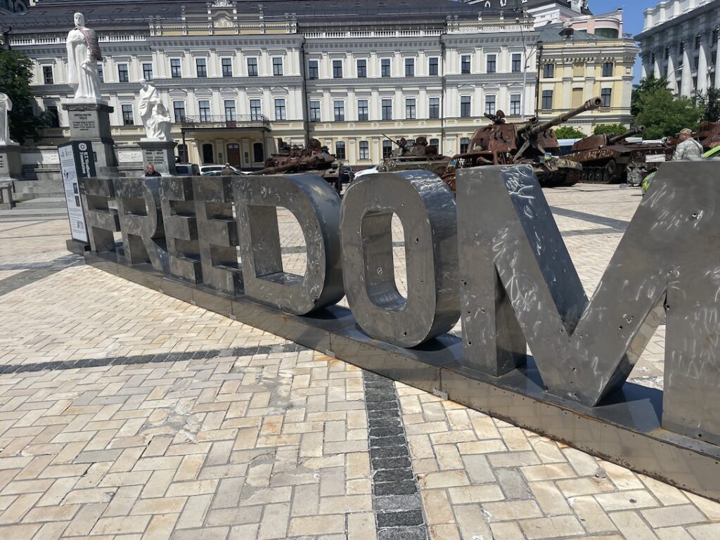 A sculpture featuring "Freedom."